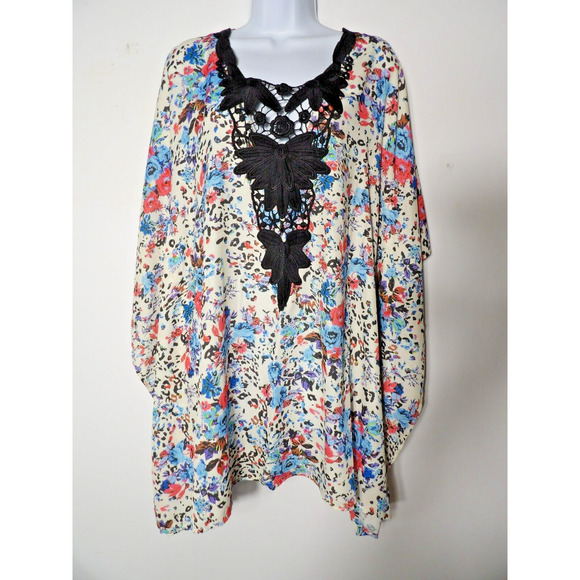 Cosita Linda Beachwear One Size Cover Up Dress Tunic kimon Floral Colorful Artsy - Picture 1 of 12